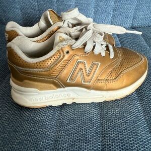 New Balance Gold and White Sneakers Classic Style